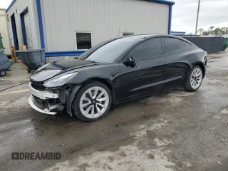 2022 Tesla Model 3 with VIN 5YJ3E1EA0NF186296, listed as a Copart auction lot 45711405 with 75,653 mi miles and Salvage Title. Bid and sale history available at DreamBid. Image 1.