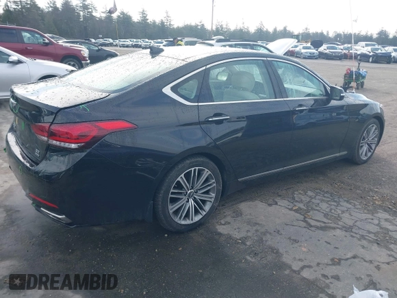 2018 Genesis G80 3.8L with VIN KMHGN4JE0JU246022, listed as a IAAI auction lot 41855219 with 106,277 mi miles. Bid and sale history available at carsss.com. Image 4.