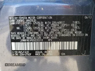 2013 Toyota RAV4 XLE with VIN JTMRFREV9D5020318, listed as a Copart auction lot 46440375 with 209,491 mi miles and Salvage Title. Bid and sale history available at carsss.com. Image 13.