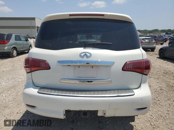 2012 Infiniti QX56 7-passenger with VIN JN8AZ2NE4C9019603, listed as a Copart auction lot 62738594 with 224,183 mi miles and Salvage Title. Bid and sale history available at carsss.com. Image 6.