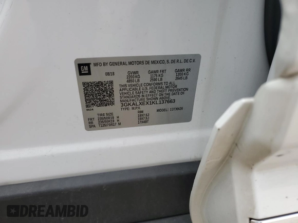 2019 GMC Terrain Denali with VIN 3GKALXEX1KL137663, listed as a Copart auction lot 52189135 with 98,477 mi miles and Salvage title. Bid and sale history available at DreamBid. Image 15.