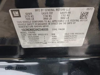2017 Chevrolet Silverado 1500 LS with VIN 1GCRCNEC5HZ346938, listed as a IAAI auction lot 41686505 with 123,746 mi miles and . Bid and sale history available at DreamBid. Image 9.