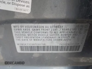 2006 Volkswagen Passat with VIN WVWGK73C86P090764, listed as a IAAI auction lot 42653361 with 101,464 mi miles and . Bid and sale history available at DreamBid. Image 9.