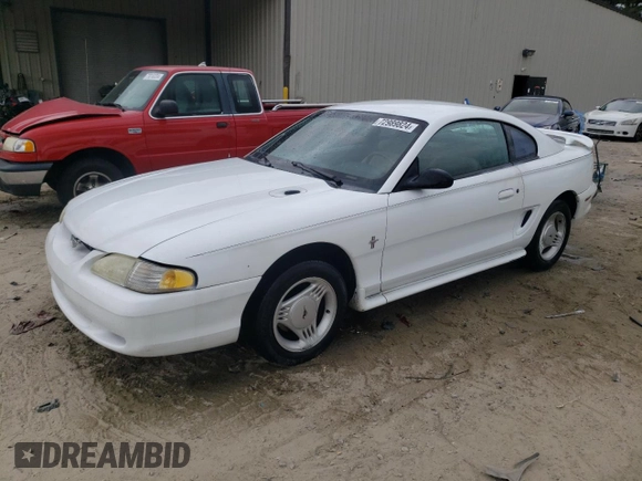 1995 Ford Mustang with VIN 1FALP4045SF181301, listed as a Copart auction lot 72989824 with 242,669 mi miles and Salvage Title. Bid and sale history available at carsss.com. Image 1.