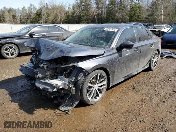 2023 Honda Civic Sedan Touring with VIN 2HGFE1F97PH001905, listed as a Copart auction lot 50881945 with 0 mi miles and Salvage Title. Bid and sale history available at carsss.com. Image 1.
