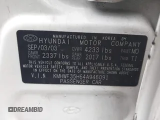2004 Hyundai Sonata GLS with VIN KMHWF35H64A946091, listed as a IAAI auction lot 41871059 with 150,658 mi miles. Bid and sale history available at carsss.com. Image 9.