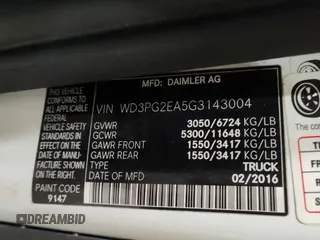 2016 Mercedes-Benz Metris Cargo with VIN WD3PG2EA5G3143004, listed as a IAAI auction lot 42810082 with 124,681 mi miles and . Bid and sale history available at DreamBid. Image 21.