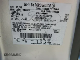 2005 Ford Escape XLT with VIN 1FMYU931X5KC50904, listed as a Copart auction lot 63425805 with 210,347 mi miles and Clean title. Bid and sale history available at DreamBid. Image 12.