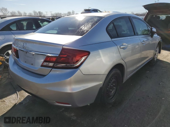 2013 Honda Civic LX with VIN 2HGFB2F57DH562130, listed as a Copart auction lot 47277095 with 148,418 mi miles and Salvage Title. Bid and sale history available at DreamBid. Image 3.