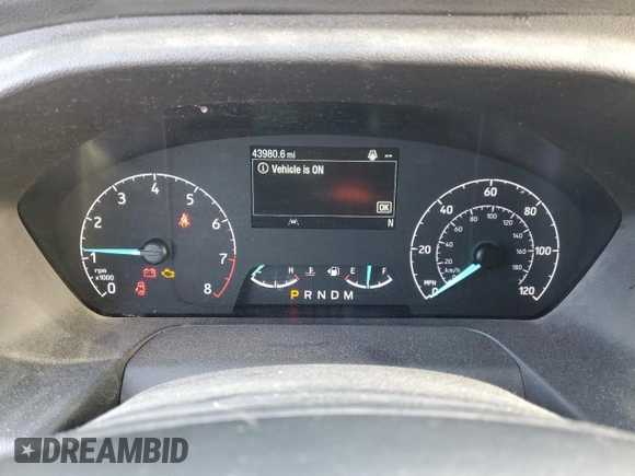 2021 Ford Transit Cargo with VIN 1FTYE1Y82MKA07059, listed as a Copart auction lot 44804965 with 43,980 mi miles and Salvage Title. Bid and sale history available at carsss.com. Image 9.