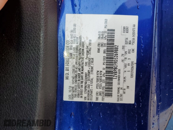 2013 Ford Mustang GT with VIN 1ZVBP8CF9D5269882, listed as a Copart auction lot 45360035 with Not Provided miles and Salvage Title. Bid and sale history available at carsss.com. Image 13.