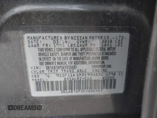 2014 Nissan Sentra SV z VIN 3N1AB7AP5EY226487, wystawiony jako IAAI lot #42053736 z przebiegiem 100 110 mil mil oraz . Historia ofert i sprzedaży dostępna na DreamBid. Obrazek 9.