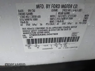 2020 Ford Police Interceptor Utility z VIN 1FM5K8AB8LGD07809, wystawiony jako IAAI lot #41888266 z przebiegiem 39 927 mil mil oraz . Historia ofert i sprzedaży dostępna na DreamBid. Obrazek 9.