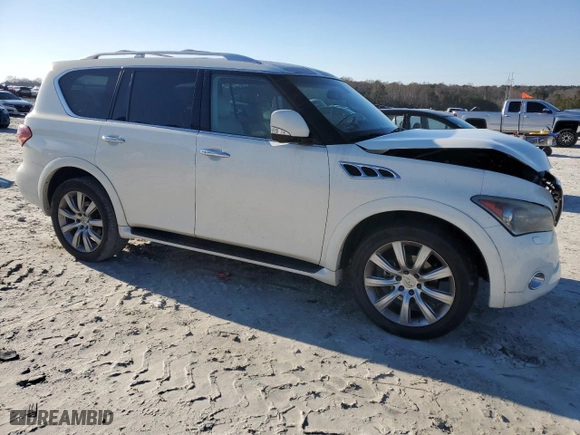 2012 Infiniti QX56 7-passenger with VIN JN8AZ2NFXC9517264, listed as a Copart auction lot 45545465 with 211,594 mi miles and Salvage Title. Bid and sale history available at carsss.com. Image 4.