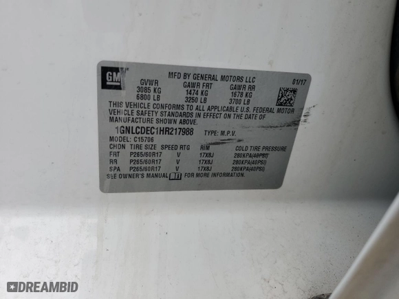2017 Chevrolet Tahoe Commercial with VIN 1GNLCDEC1HR217988, listed as a Copart auction lot 44020865 with 0 mi miles and Salvage Title. Bid and sale history available at carsss.com. Image 13.