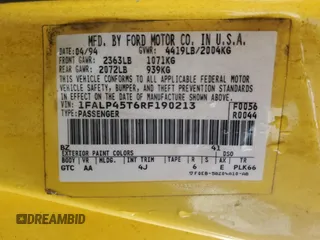 1994 Ford Mustang with VIN 1FALP45T6RF190213, listed as a Copart auction lot 61139925 with 177,719 mi miles and Salvage title. Bid and sale history available at DreamBid. Image 12.