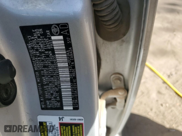 2013 Toyota Corolla L with VIN 2T1BU4EE8DC092835, listed as a Copart auction lot 49356985 with 169,426 mi miles and Salvage Title. Bid and sale history available at carsss.com. Image 15.