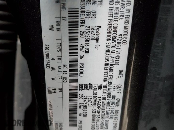 2017 Ford Focus SE with VIN 1FADP3F28HL321968, listed as a Copart auction lot 45789825 with 159,003 mi miles and Salvage Title. Bid and sale history available at carsss.com. Image 13.