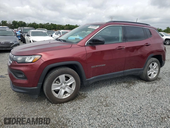 2022 Jeep Compass Latitude with VIN 3C4NJCBB7NT213430, listed as a Copart auction lot 49485365 with 14,854 mi miles and Salvage Title. Bid and sale history available at carsss.com. Image 1.