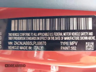 2020 Jeep Renegade Latitude z VIN ZACNJABB5LPL88670, wystawiony jako IAAI lot #42181204 z przebiegiem 45 448 mil mil oraz . Historia ofert i sprzedaży dostępna na DreamBid. Obrazek 9.