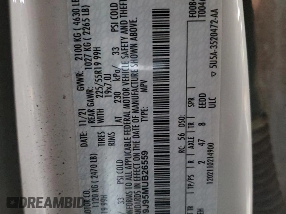 2021 Ford Escape Titanium with VIN 1FMCU9J95MUB26559, listed as a Copart auction lot 49305745 with 81,165 mi miles and Salvage title. Bid and sale history available at DreamBid. Image 15.
