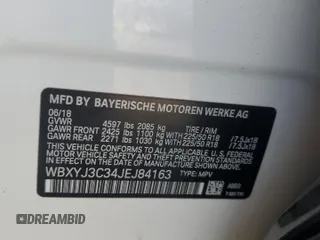 2018 BMW X2 sDrive28i with VIN WBXYJ3C34JEJ84163, listed as a Copart auction lot 54043904 with 46,509 mi miles and Salvage title. Bid and sale history available at DreamBid. Image 16.