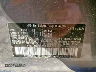 2022 Subaru Impreza Premium with VIN 4S3GTAD6XN3708191, listed as a Copart auction lot 65041045 with 50,145 mi miles and Clean title. Bid and sale history available at DreamBid. Image 10.