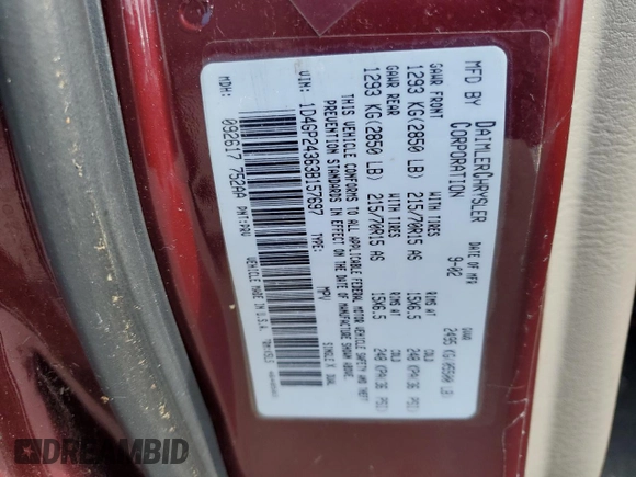 2003 Dodge Caravan SE with VIN 1D4GP24363B157697, listed as a Copart auction lot 45016085 with 124,405 mi miles and Non Repairable. Bid and sale history available at carsss.com. Image 13.