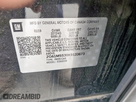 2019 Cadillac XTS Luxury with VIN 2G61M5S30K9133673, listed as a Copart auction lot 50930755 with 77,429 mi miles and Clean title. Bid and sale history available at DreamBid. Image 12.