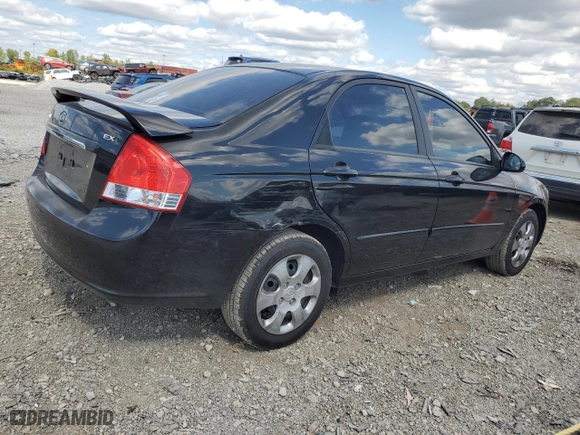 2009 Kia Spectra EX with VIN KNAFE221295624733, listed as a Copart auction lot 72229664 with 115,179 mi miles and Salvage Title. Bid and sale history available at carsss.com. Image 3.