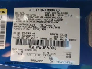 2017 Ford Mustang V6 с VIN 1FA6P8AM0H5263048, выставлен на аукционе IAAI как лот 41903231 с пробегом 77 478 миль миль и . История ставок и продаж доступна на DreamBid. Изображение 9.