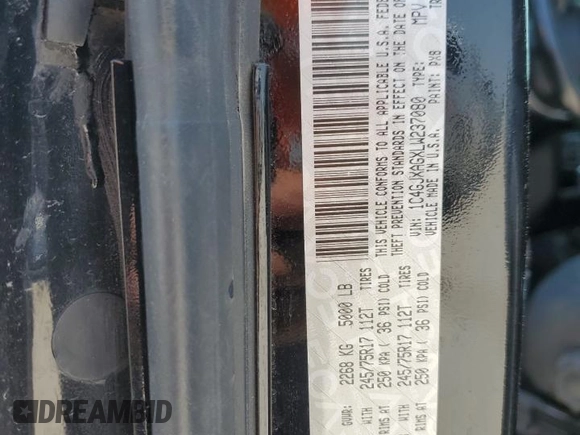2020 Jeep Wrangler Sport with VIN 1C4GJXAGXLW237080, listed as a Copart auction lot 57769704 with 144,137 mi miles and Salvage title. Bid and sale history available at DreamBid. Image 12.