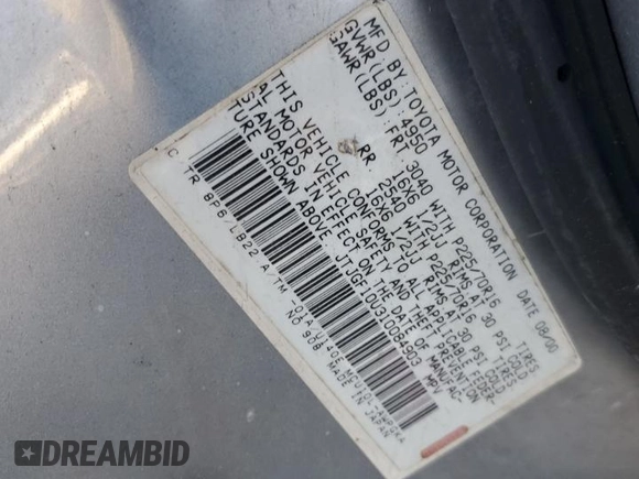 2001 Lexus RX 300 with VIN JTJGF10U310084903, listed as a Copart auction lot 81132314 with 251,268 mi miles and Salvage Title. Bid and sale history available at carsss.com. Image 13.