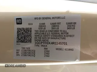 2024 Chevrolet Colorado 4WD ZR2 z VIN 1GCPTFEK4R1145701, wystawiony jako IAAI lot #42262513 z przebiegiem 8 666 mil mil oraz . Historia ofert i sprzedaży dostępna na DreamBid. Obrazek 9.