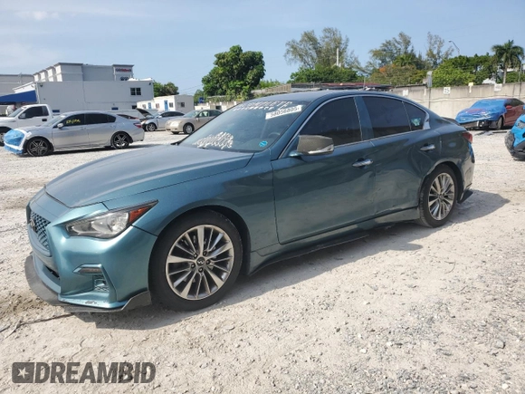 2018 Infiniti Q50 Luxe with VIN JN1EV7AP6JM351908, listed as a Copart auction lot 58056805 with 72,363 mi miles and Salvage title. Bid and sale history available at DreamBid. Image 1.