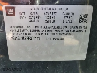 2015 Chevrolet Malibu LS with VIN 1G11B5SL2FF300141, listed as a Copart auction lot 45712195 with 74,802 mi miles and Salvage Title. Bid and sale history available at carsss.com. Image 15.