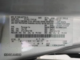 2015 Ford Focus SE with VIN 1FADP3F2XFL234327, listed as a IAAI auction lot 39848098 with 177,290 mi miles and . Bid and sale history available at DreamBid. Image 9.