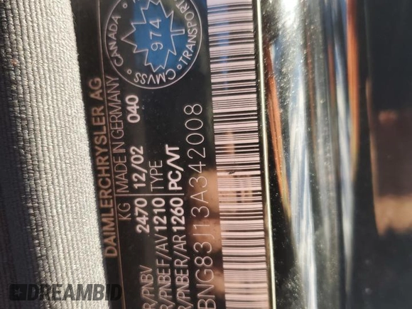2003 Mercedes-Benz S-Class 4.3L with VIN WDBNG83J13A342008, listed as a Copart auction lot 86048674 with 222,223 mi miles and Salvage Title. Bid and sale history available at carsss.com. Image 13.