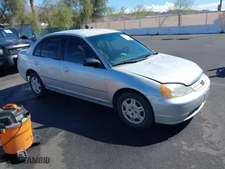 2002 Honda Civic LX with VIN 2HGES16692H595903, listed as a IAAI auction lot 41916850 with 168,861 mi miles. Bid and sale history available at carsss.com. Image 1.
