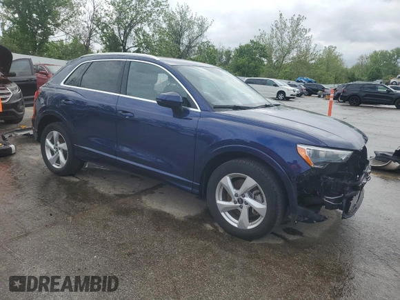 2021 Audi Q3 Premium with VIN WA1AUCF3XM1120717, listed as a Copart auction lot 54928885 with 25,833 mi miles and Salvage title. Bid and sale history available at DreamBid. Image 4.