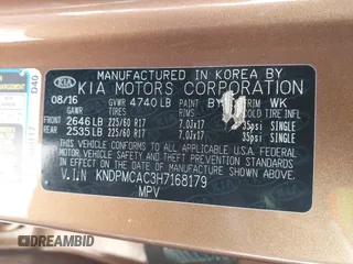 2017 Kia Sportage LX with VIN KNDPMCAC3H7168179, listed as a IAAI auction lot 42119527 with 96,335 mi miles and . Bid and sale history available at carsss.com. Image 9.