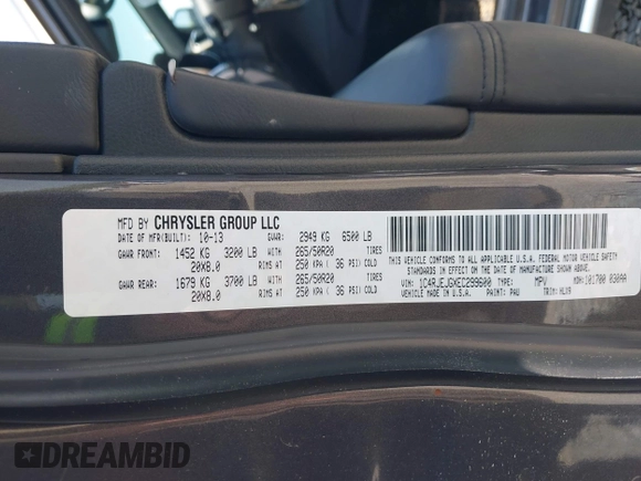 2014 Jeep Grand Cherokee Summit с VIN 1C4RJEJGXEC299600, выставлен на аукционе IAAI как лот 41935193 с пробегом 199 831 миль миль и . История ставок и продаж доступна на DreamBid. Изображение 9.
