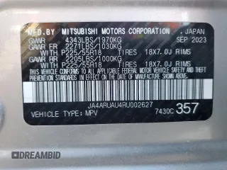 2024 Mitsubishi Outlander S z VIN JA4ARUAU4RU002627, wystawiony jako Copart lot #61093525 z przebiegiem 27 198 mil mil oraz Czysty tytuł • Clean title. Historia ofert i sprzedaży dostępna na DreamBid. Obrazek 13.