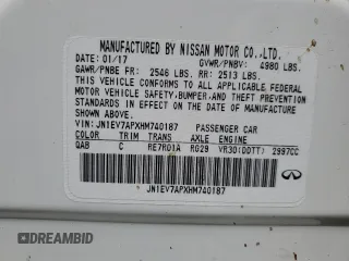 2017 Infiniti Q50 Premium z VIN JN1EV7APXHM740187, wystawiony jako Copart lot #56606145 z przebiegiem 101 308 mil mil oraz Szkoda całkowita • Salvage title. Historia ofert i sprzedaży dostępna na DreamBid. Obrazek 12.