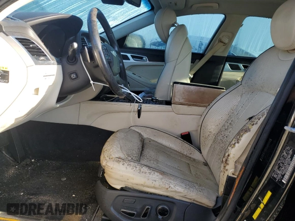 2016 Hyundai Genesis 3.8L with VIN KMHGN4JE8GU107099, listed as a Copart auction lot 73823554 with 0 mi miles and Salvage Title. Bid and sale history available at carsss.com. Image 7.