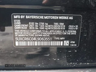 2020 BMW X5 xDrive40i with VIN 5UXCR6C04L9D63551, listed as a IAAI auction lot 42505561 with 56,763 mi miles and . Bid and sale history available at DreamBid. Image 9.