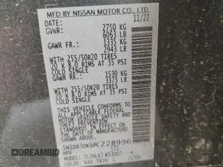 2023 Nissan Pathfinder Platinum с VIN 5N1DR3DK6PC228996, выставлен на аукционе Copart как лот 58937335 с пробегом 24 356 миль миль и Списание • Salvage title. История ставок и продаж доступна на DreamBid. Изображение 14.