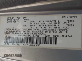 1994 Toyota Pickup with VIN 4TARN81A2RZ157385, listed as a IAAI auction lot 41999184 with 237,085 mi miles and . Bid and sale history available at DreamBid. Image 9.