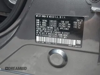 2021 Honda HR-V EX-L with VIN 3CZRU5H7XMM726567, listed as a IAAI auction lot 41865948 with 43,017 mi miles. Bid and sale history available at carsss.com. Image 9.