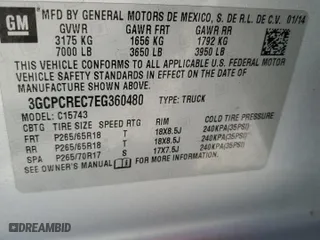 2014 Chevrolet Silverado 1500 LT with VIN 3GCPCREC7EG360480, listed as a Copart auction lot 46917625 with 187,022 mi miles and Salvage Title. Bid and sale history available at carsss.com. Image 12.